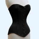 black cotton steel boned overbust corset front view - corsets island