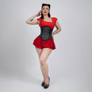 Mina - Black White Polka Dot Pin Up Underbust Waist Training Corset