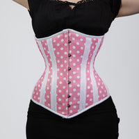 Cressida - Pink White Polka Dot Waist Training Curvy Corset