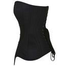 jessica black cotton overbust corset side view lace up back pointed hem corsets island