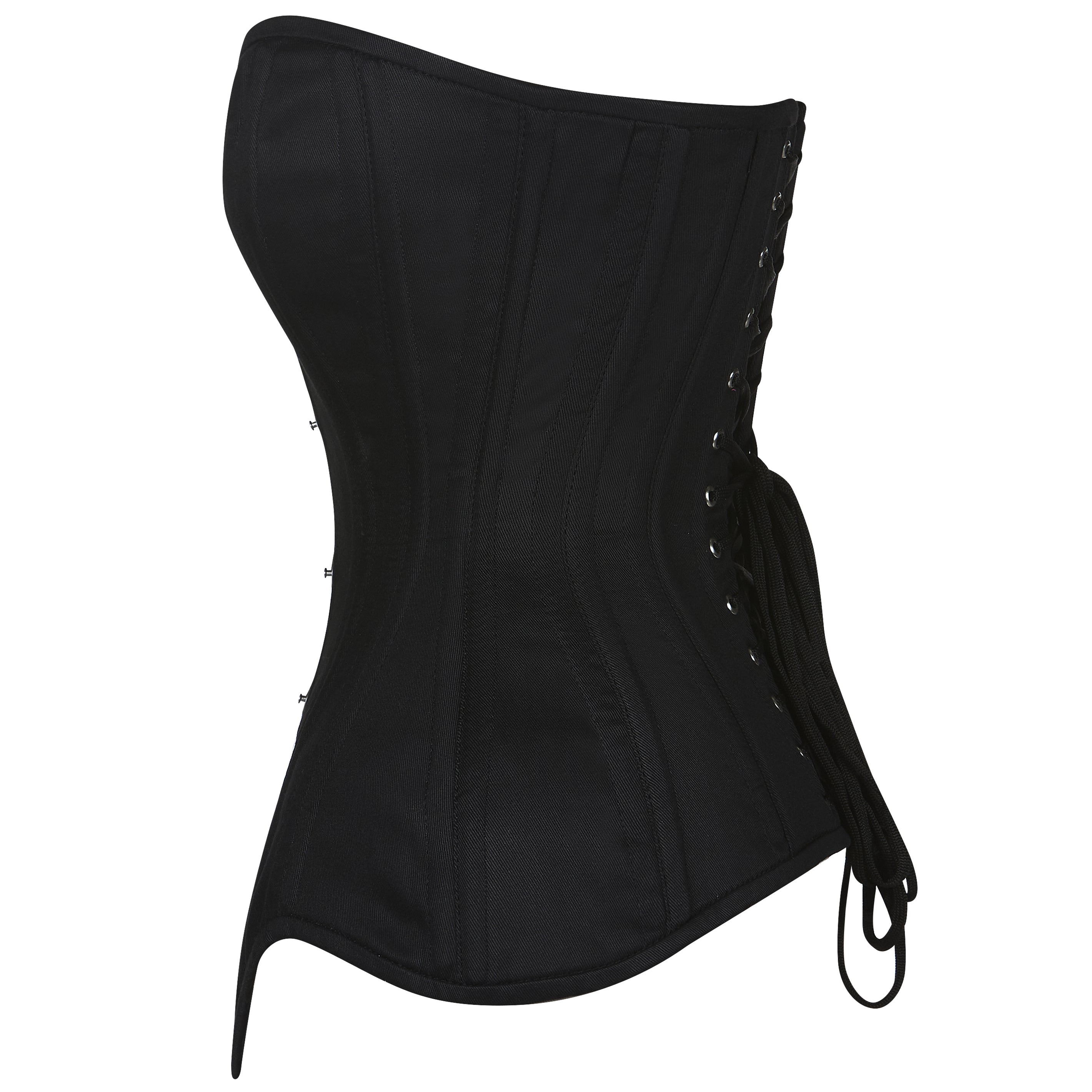 Jessica – Black Cotton Steel Boned Hourglass Overbust Corset
