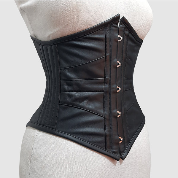 Vintage Underbust Corset Belt Adjustable 26-30.7 Inch Waist Faux Leather Gothic Women Gothic Faux Leather Underbust Corset Crop Top  main image 4