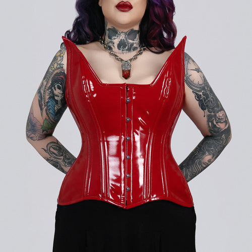 lestat corset overbust red pvc