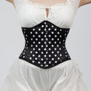 Lily - Black White Polka Dot Pin Up Steel Boned Waspie Corset