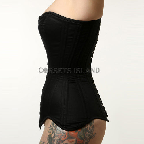 longline overbust corset side profile steel boned shape - corsets island
