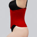 mina red velvet underbust corset side view bone channels waist curve corsets island