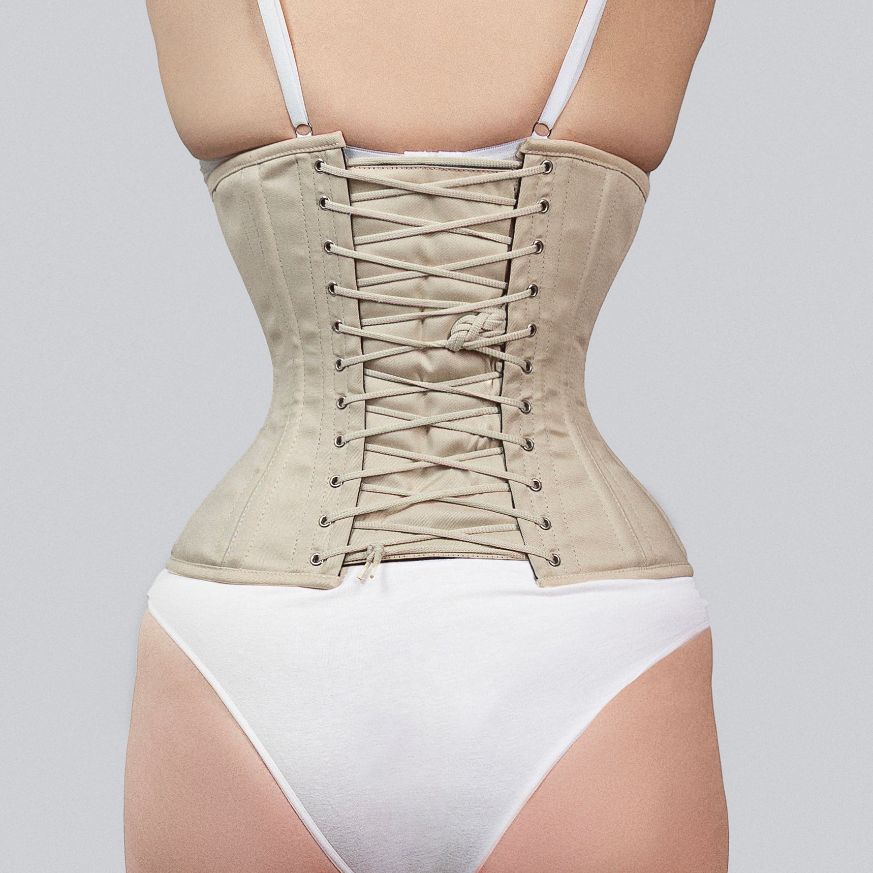mina skin cotton underbust corset back lacing modesty panel corsets island