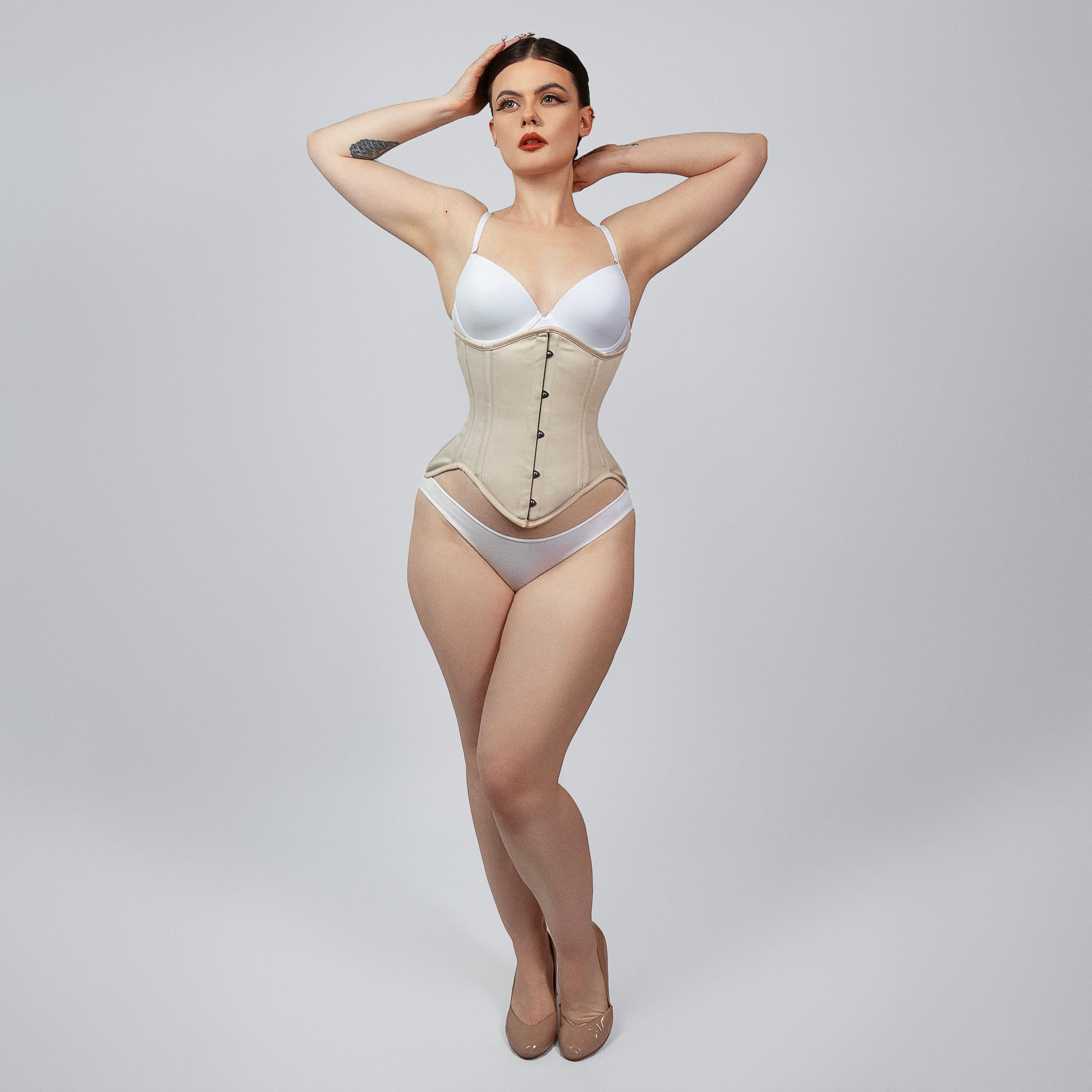 mina skin cotton underbust corset front full body view corsets island