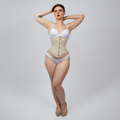 mina skin cotton underbust corset front full body view corsets island