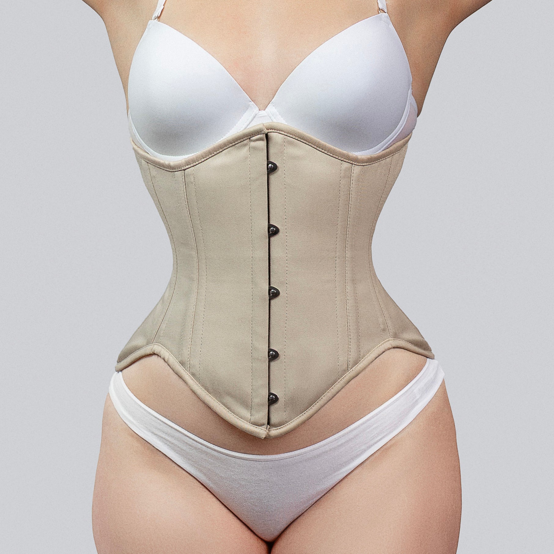 mina skin cotton underbust corset front hook and eye closure waist shaping corsets island