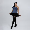 Jessica - Double Steel Boned Navy White Polka Dot Pin Up Corset