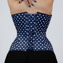Jessica - Double Steel Boned Navy White Polka Dot Pin Up Corset