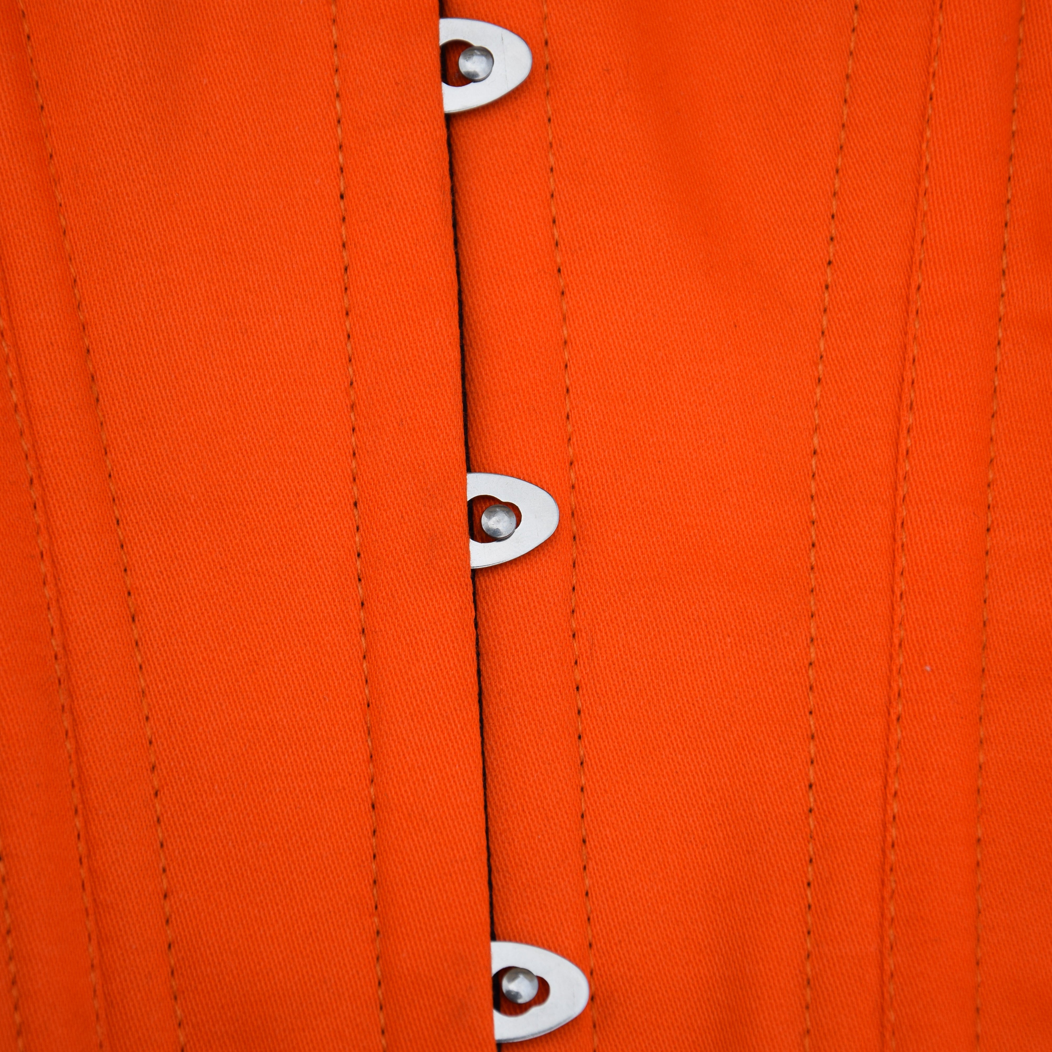 orange cotton steel boned overbust corset hook and eye closure - corsets island