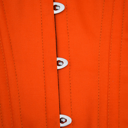 orange cotton steel boned overbust corset hook and eye closure - corsets island