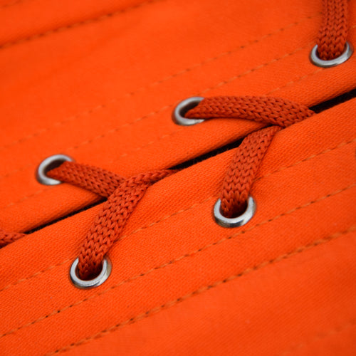 orange cotton steel boned overbust corset lace-up back closeup - corsets island