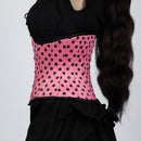 Anastasia - Black Pink Polka Dot Pin Up Waist Training Steel Boned Corset