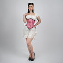 Mina - Double Steel Boned Pink Black Polka Dot Pin Up Corset
