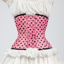 Mina - Double Steel Boned Pink Black Polka Dot Pin Up Corset