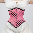Mina - Double Steel Boned Pink Black Polka Dot Pin Up Corset