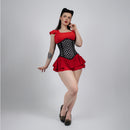 Mina - Black White Polka Dot Pin Up Underbust Waist Training Corset