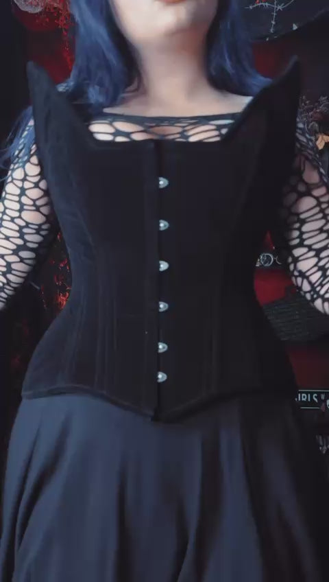 Lestat - Black Velvet Steel Boned Overbust Corset