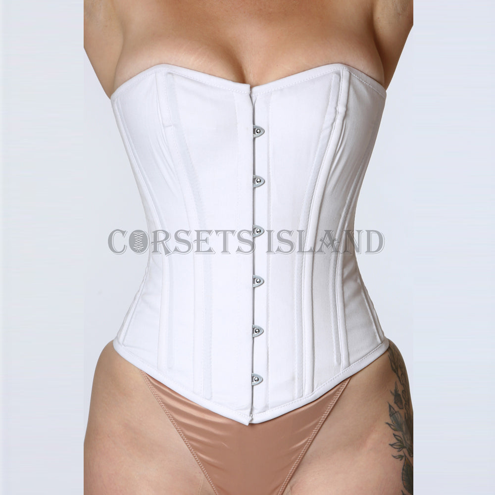 Cotton Steel Boned White Overbust Bridal Corset