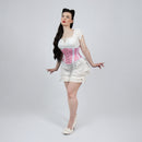 Bonnie - Pink White Polka Dot Pin Up Waist Training Steel Boned Corset