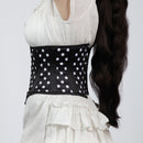 Lily - Black White Polka Dot Pin Up Steel Boned Waspie Corset