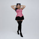 Jessica - Rockabilly Pink Black Polka Dot Pin Up Corset