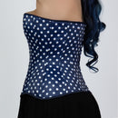 Jessica - Double Steel Boned Navy White Polka Dot Pin Up Corset