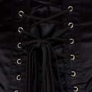 satin waspie corset black lace-up back closeup - corsets island