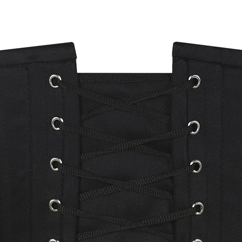 Jessica - Cotton Black Steel Boned Waist Training Overbust Corset | All Colors