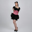 Anastasia - Black Pink Polka Dot Pin Up Waist Training Steel Boned Corset