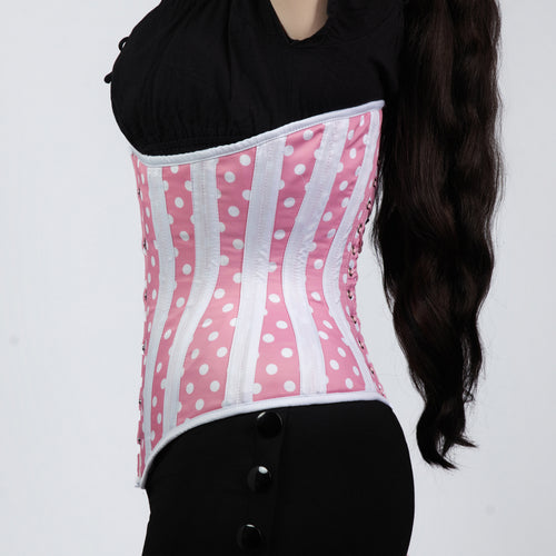 Cressida - Pink White Polka Dot Waist Training Curvy Corset