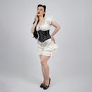 Lily - Black White Polka Dot Pin Up Steel Boned Waspie Corset