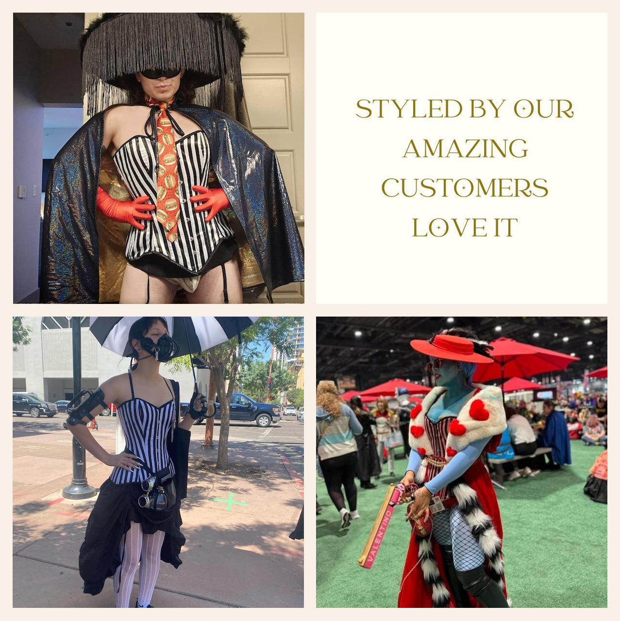 striped overbust corset styled by real customers cosplay looks - corsets island