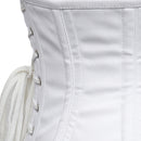 trixie white cotton waspie corset side view lace up back silver eyelets corsets island