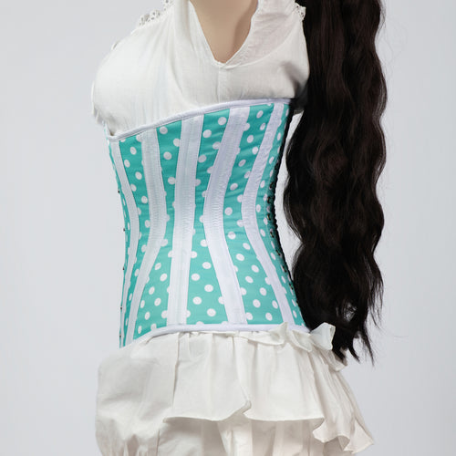 Susan - Mint Green White Polka Dot Pin Up Hourglass Corset