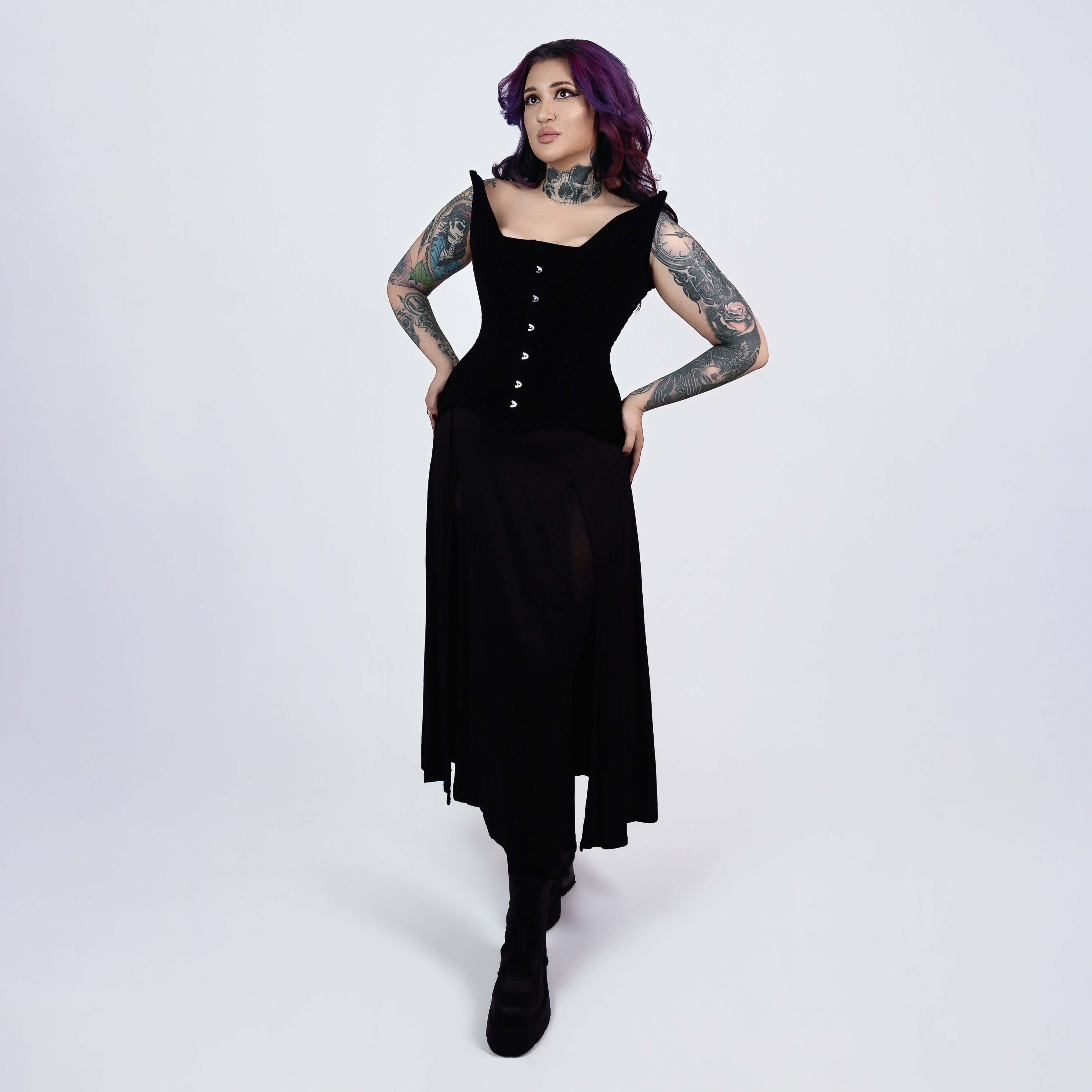 velvet overbust corset hourglass shape full body styled - corsets island