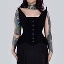 velvet overbust corset peak bust hook and eye front - corsets island