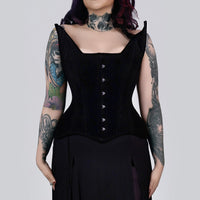 Lestat - Black Velvet Steel Boned Overbust Corset