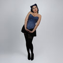 Jessica - Double Steel Boned Navy White Polka Dot Pin Up Corset