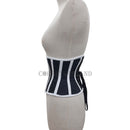 white corset with black stripes